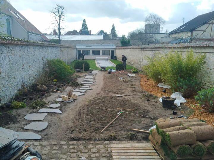 engazonnement d'un jardin